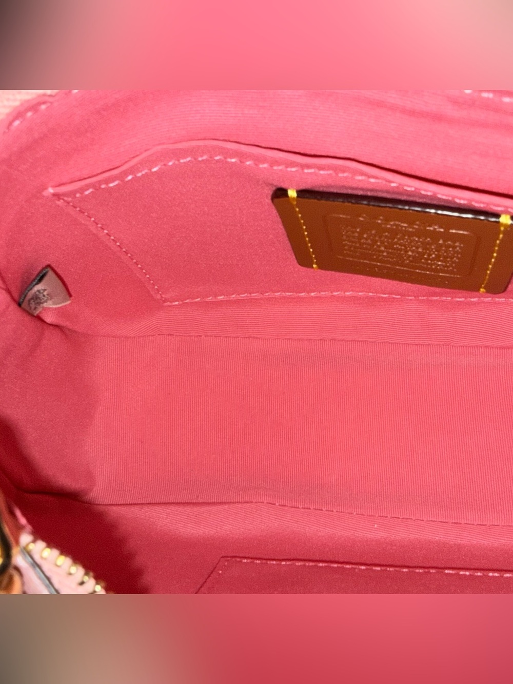 Coach Pink Signature Mini Shoulder Bag with Gold Chain - Picture 8 of 10